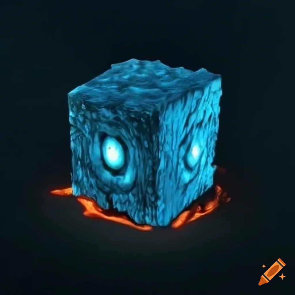 Cube Pokémon with blue eyes made of water and lava