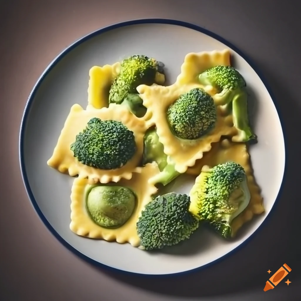 Broccoli ravioli dish