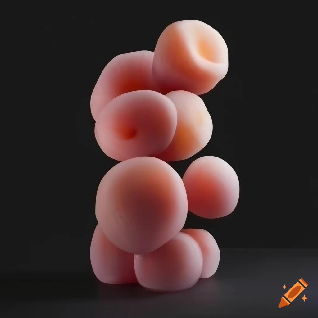 Apricot blossom on glistening glass with wooden sculpture fusion