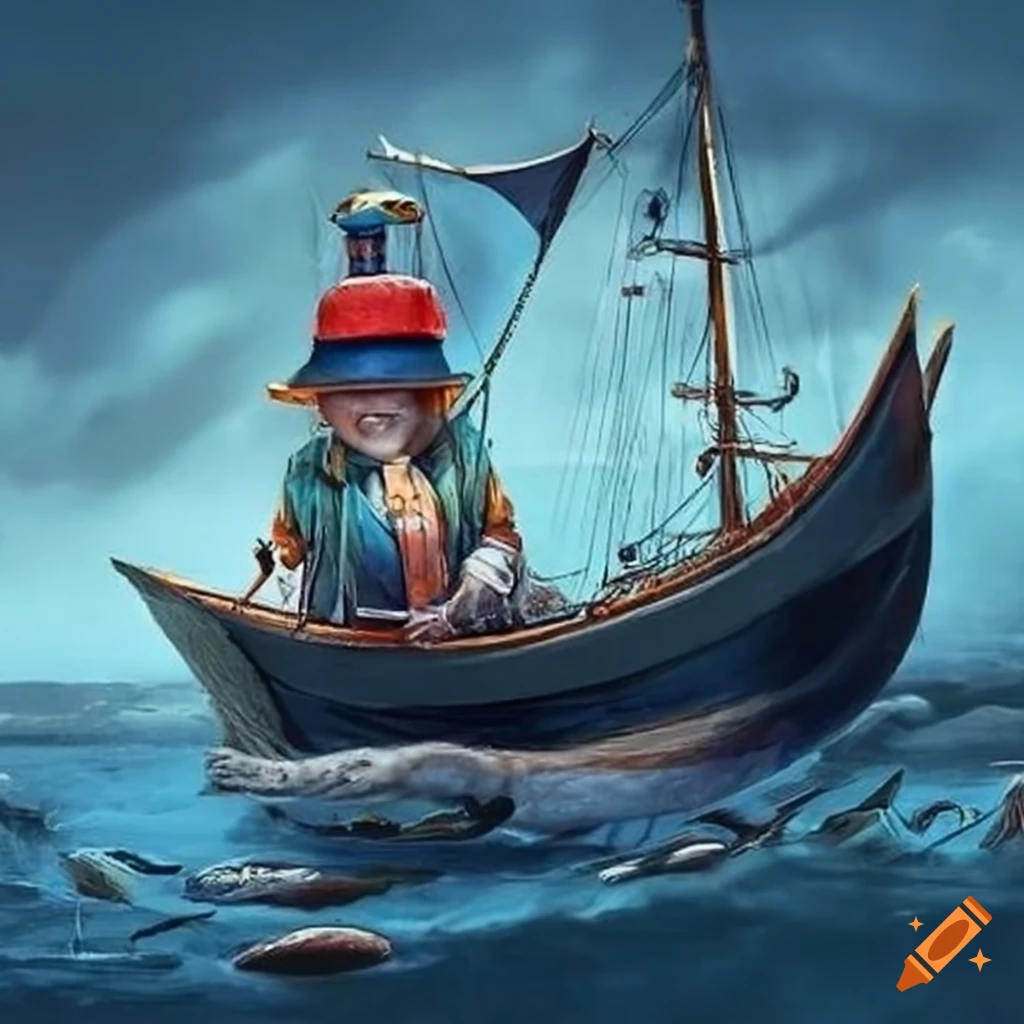 Fish boat sailor in a maelstrom