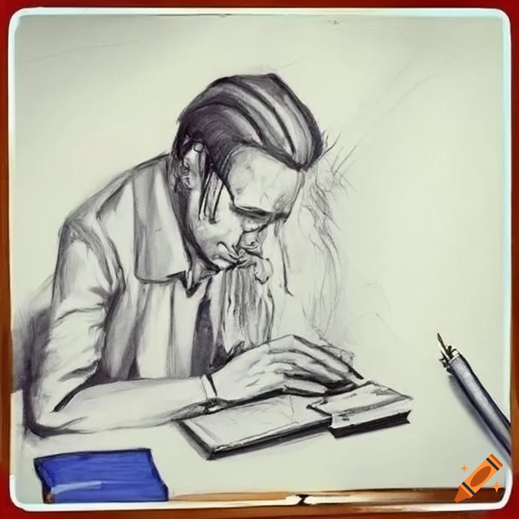 Troubled writer immersed in work