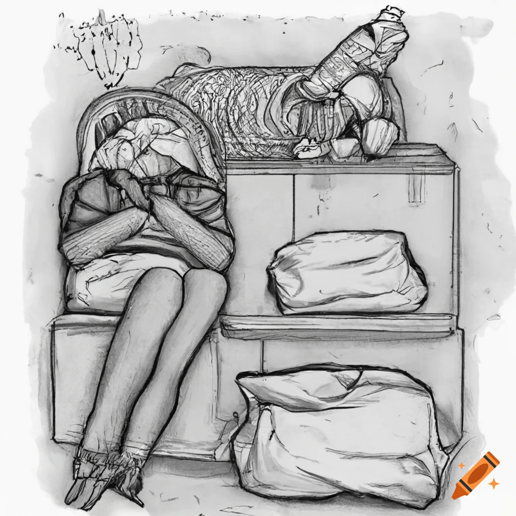 Person taking a nap while taking out the trash