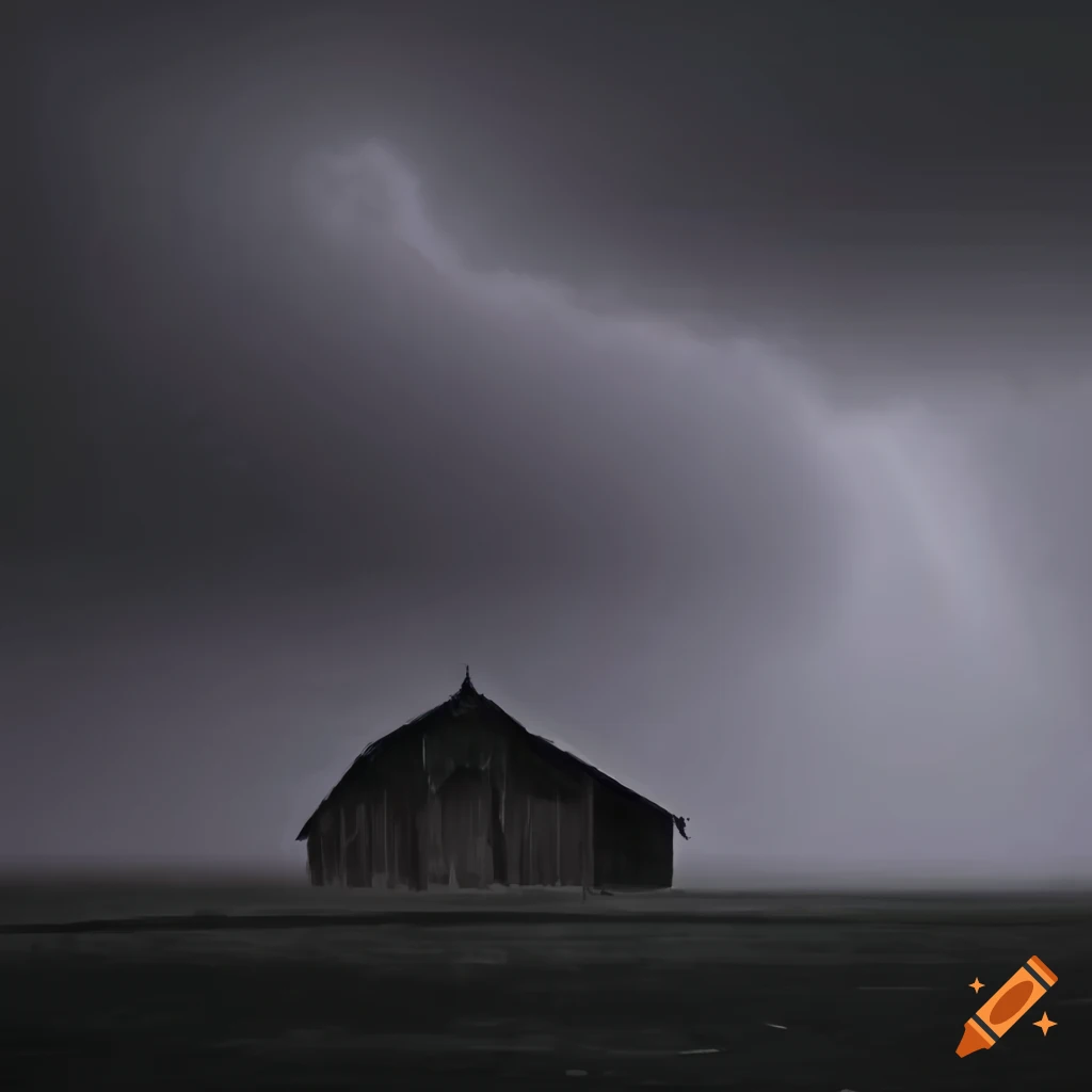 Barn in a rainstorm