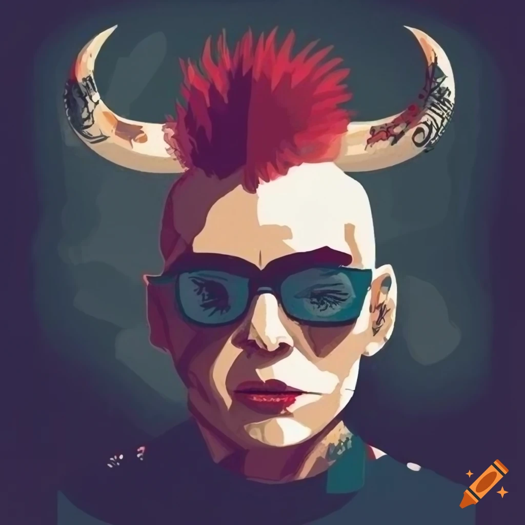 Poster design for a country/hardcore-punk band featuring a cow with a Mohawk