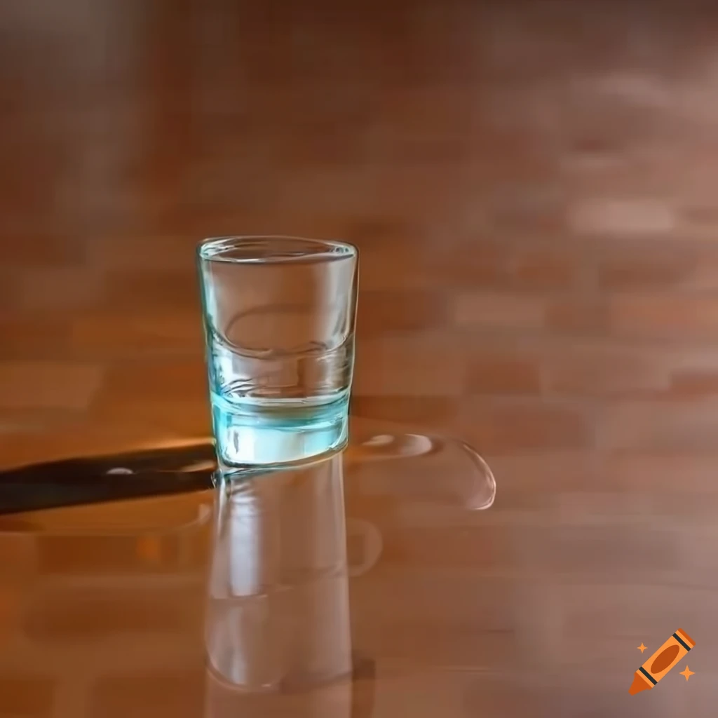 Glass of water spilling on tiled living room floor