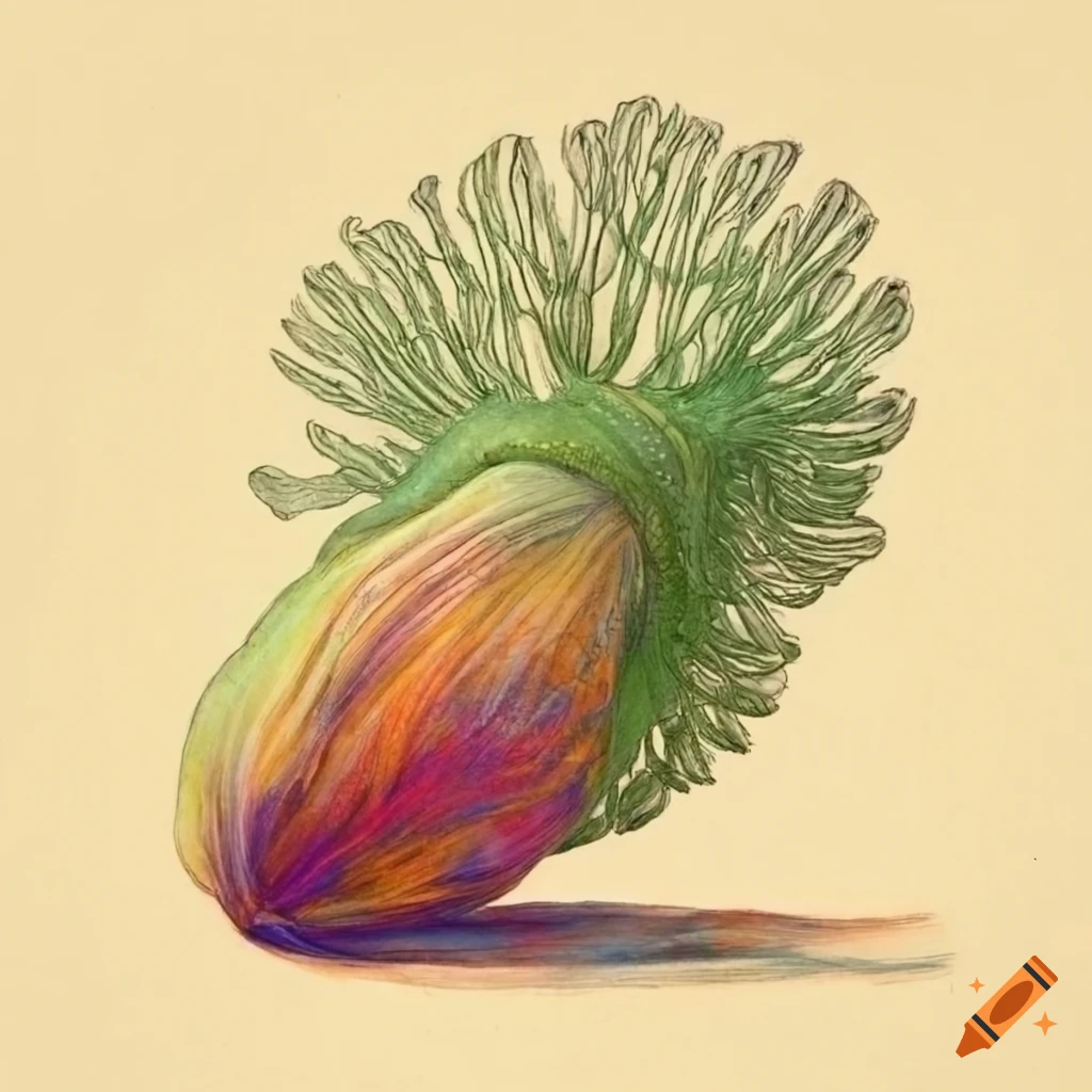Botanical drawing of bioluminescent algae