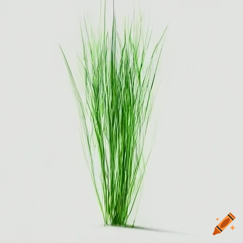 Close up of tall grass in hyper realistic style on white background