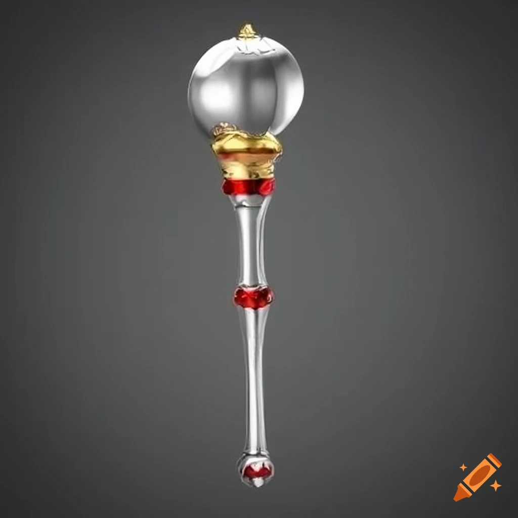 Silver silly comical royal scepter in CGI style