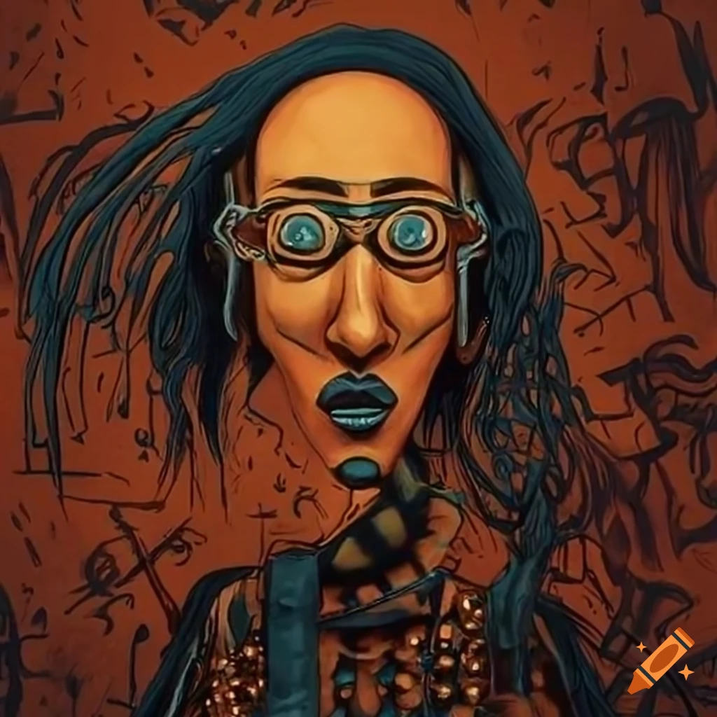Surrealist scene in the style of Wilfredo Lam with strange and stylistic elements