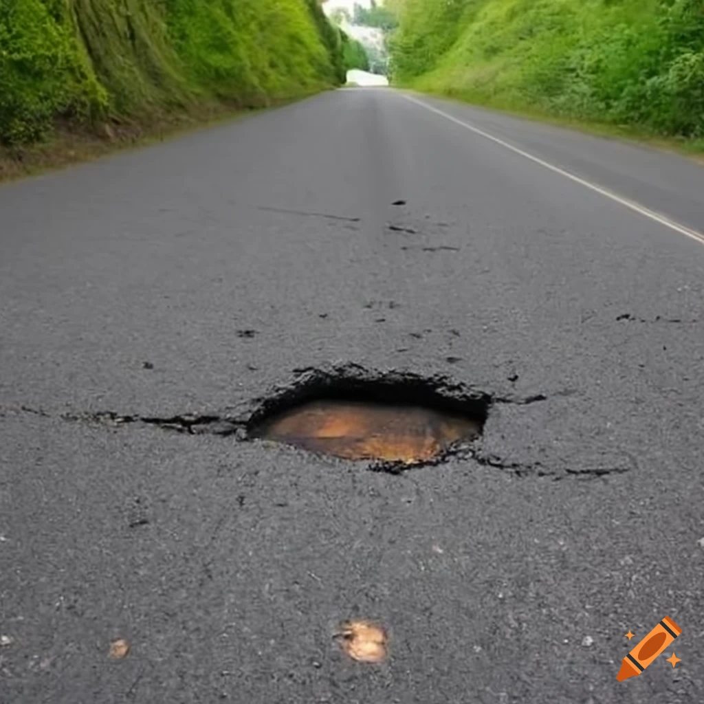 Pothole on a country road