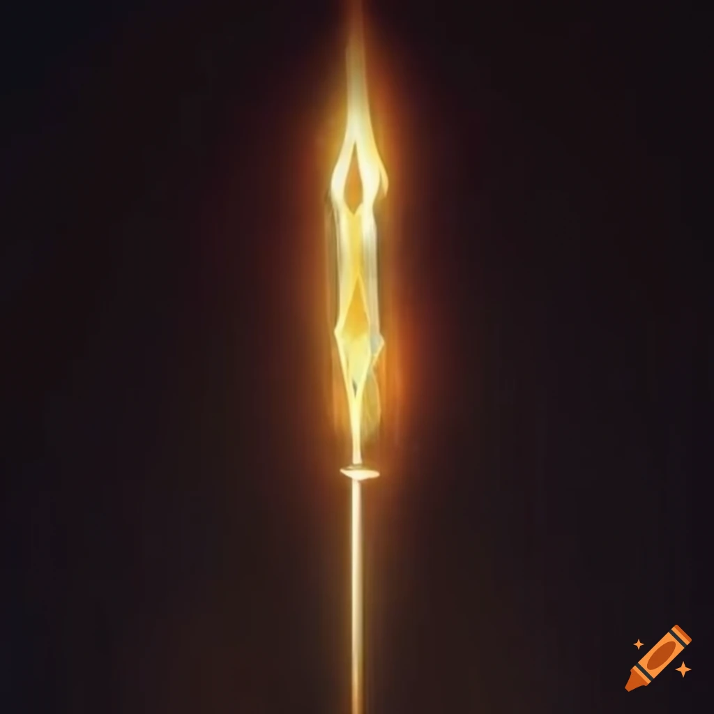 Radiant spear made of shining golden glass