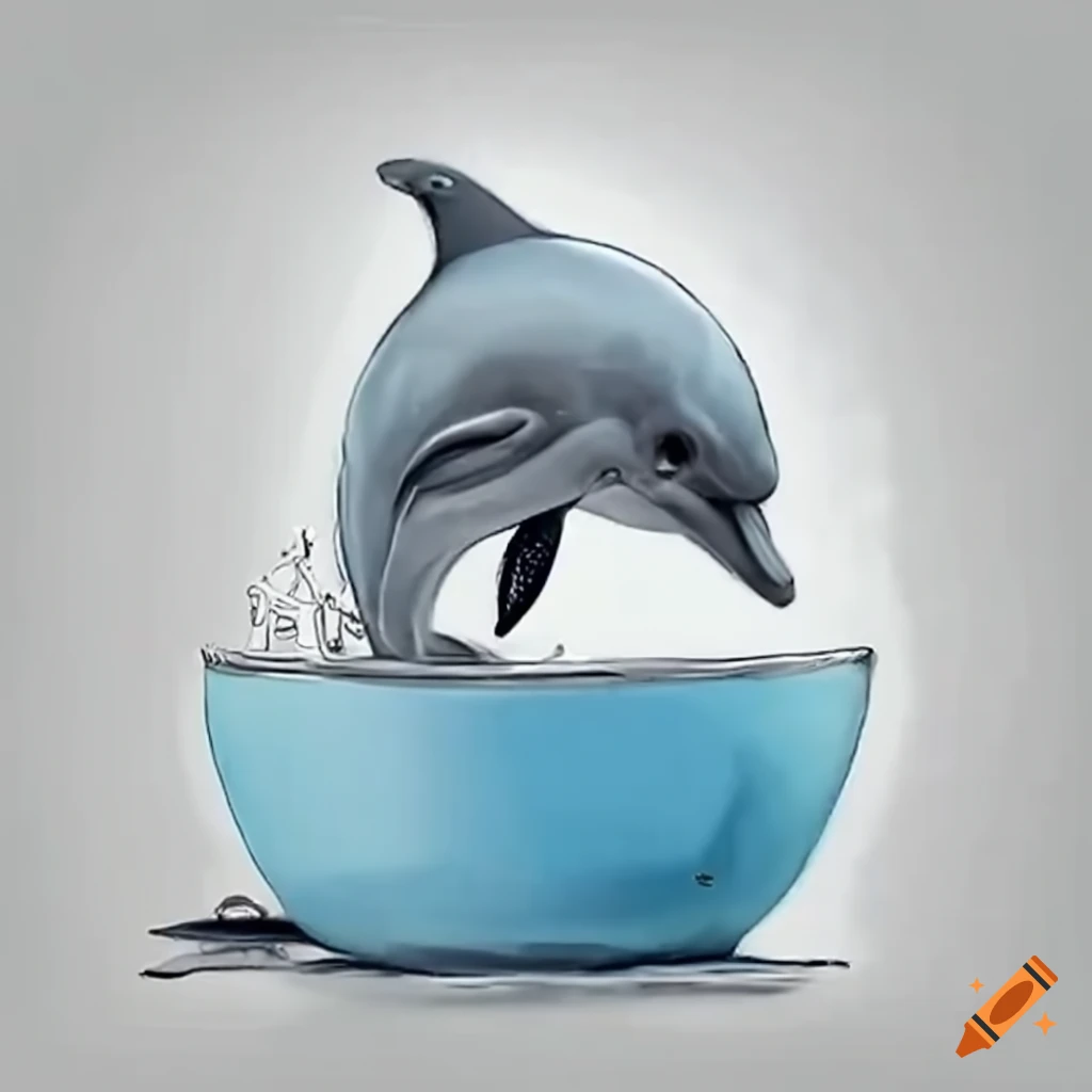 Cute dolphin swimming in a cup