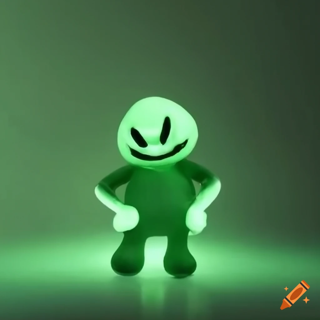 Glow-in-the-dark slime Luigi in a dark room