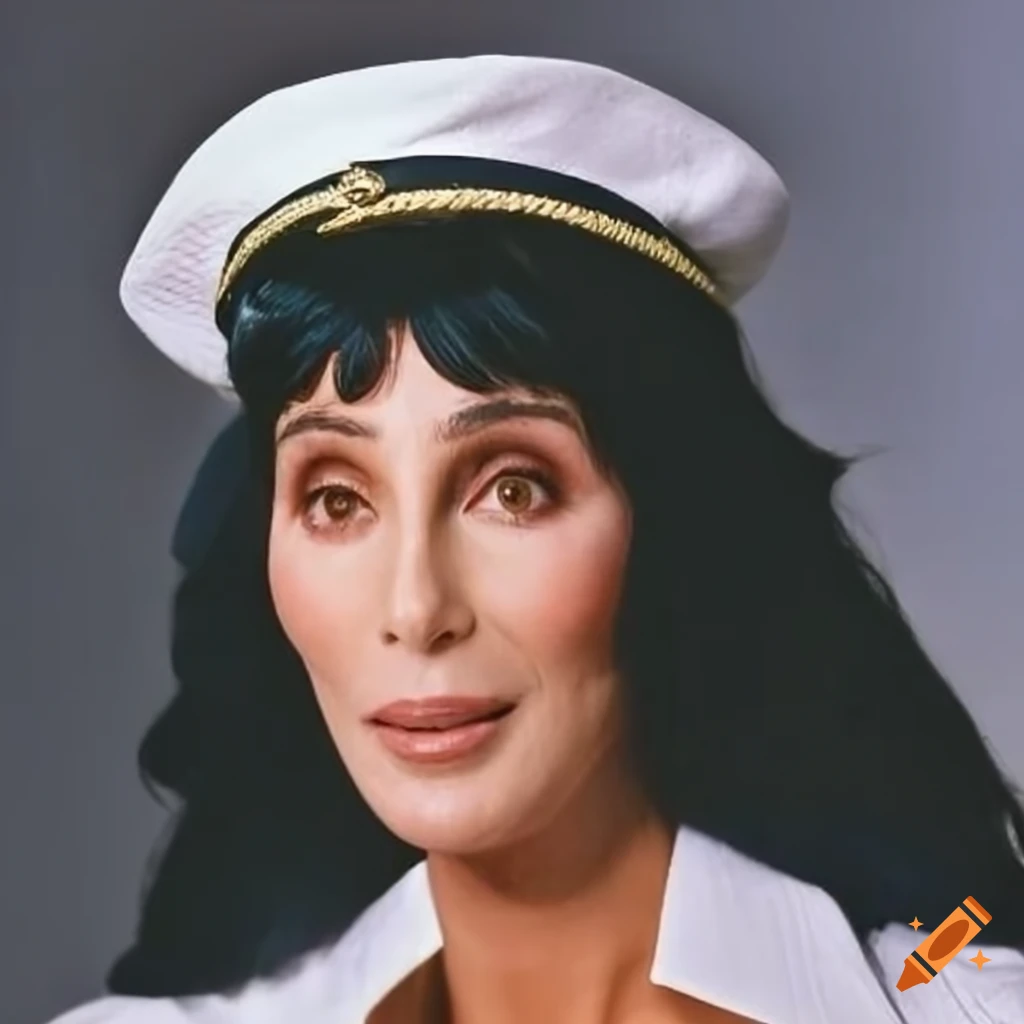 Cher wearing a sailor hat