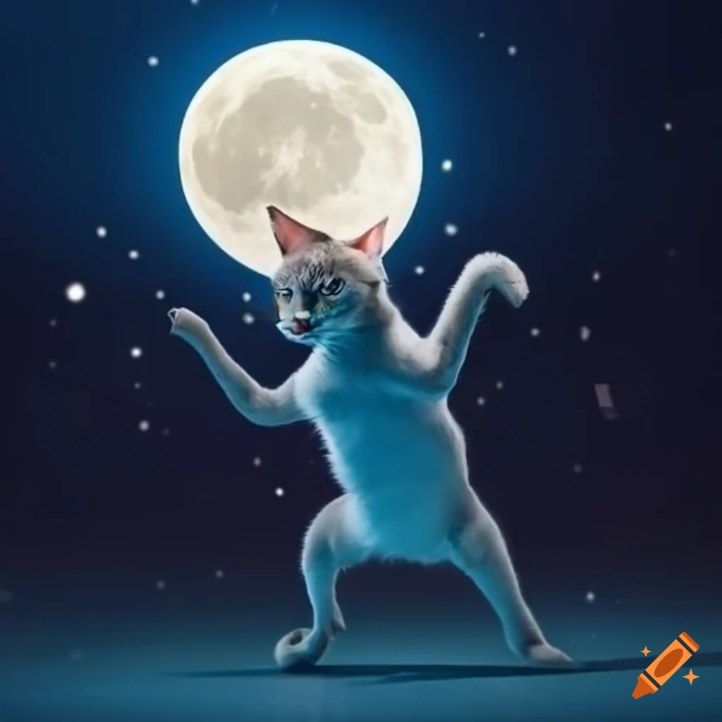 Cat dancing in the moonlight