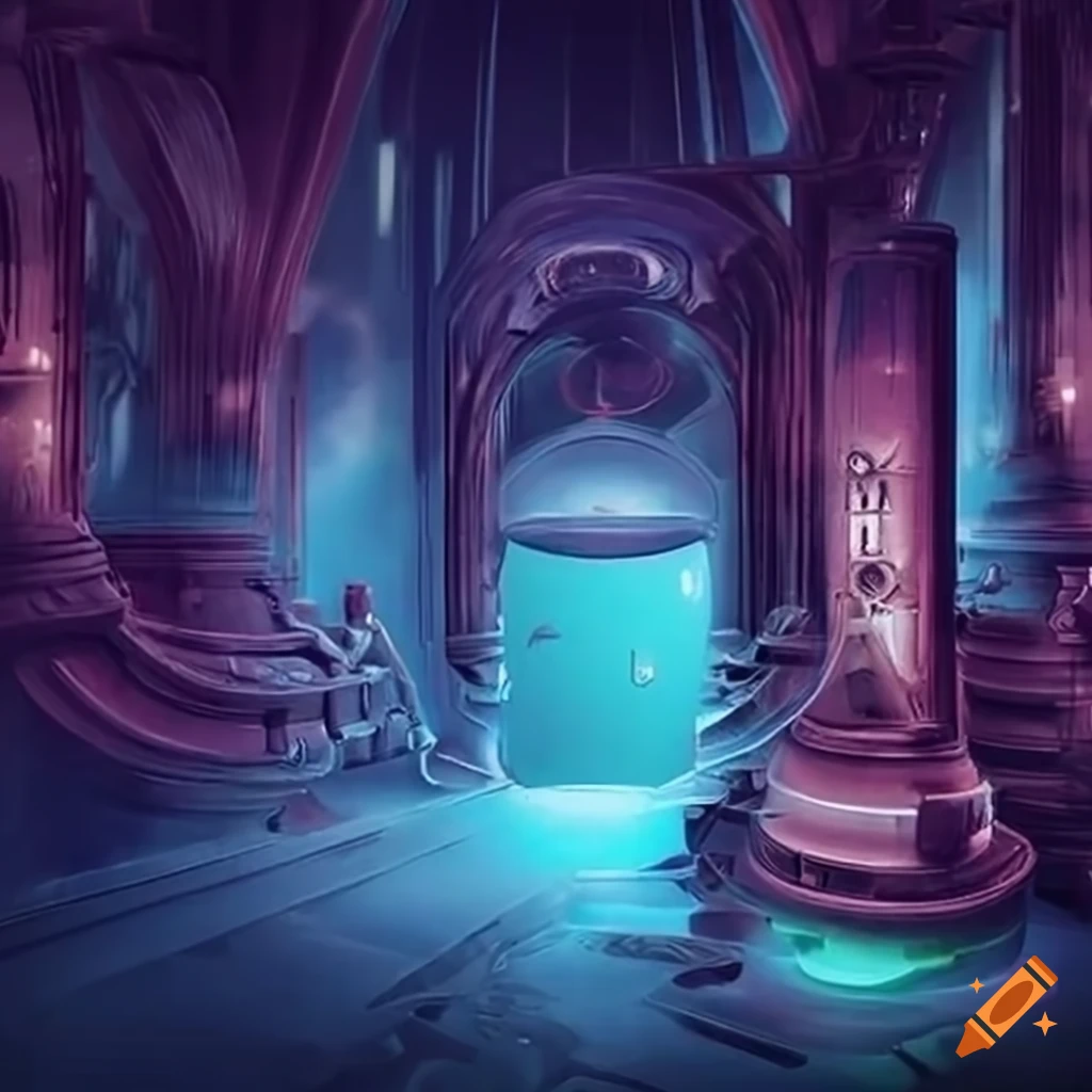 Retro-futuristic knowledge pillars and gadgets