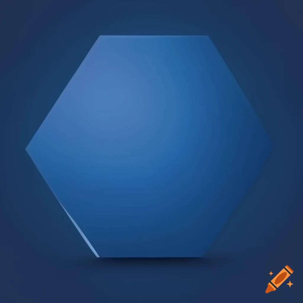 Navy blue hexagon on blank background