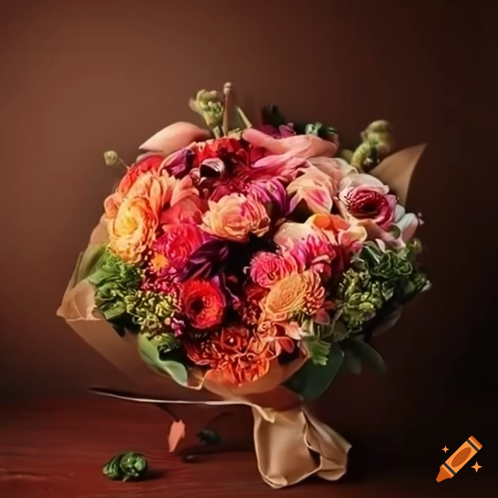 Bouquet of gerbera daisies with a ladybug on one flower