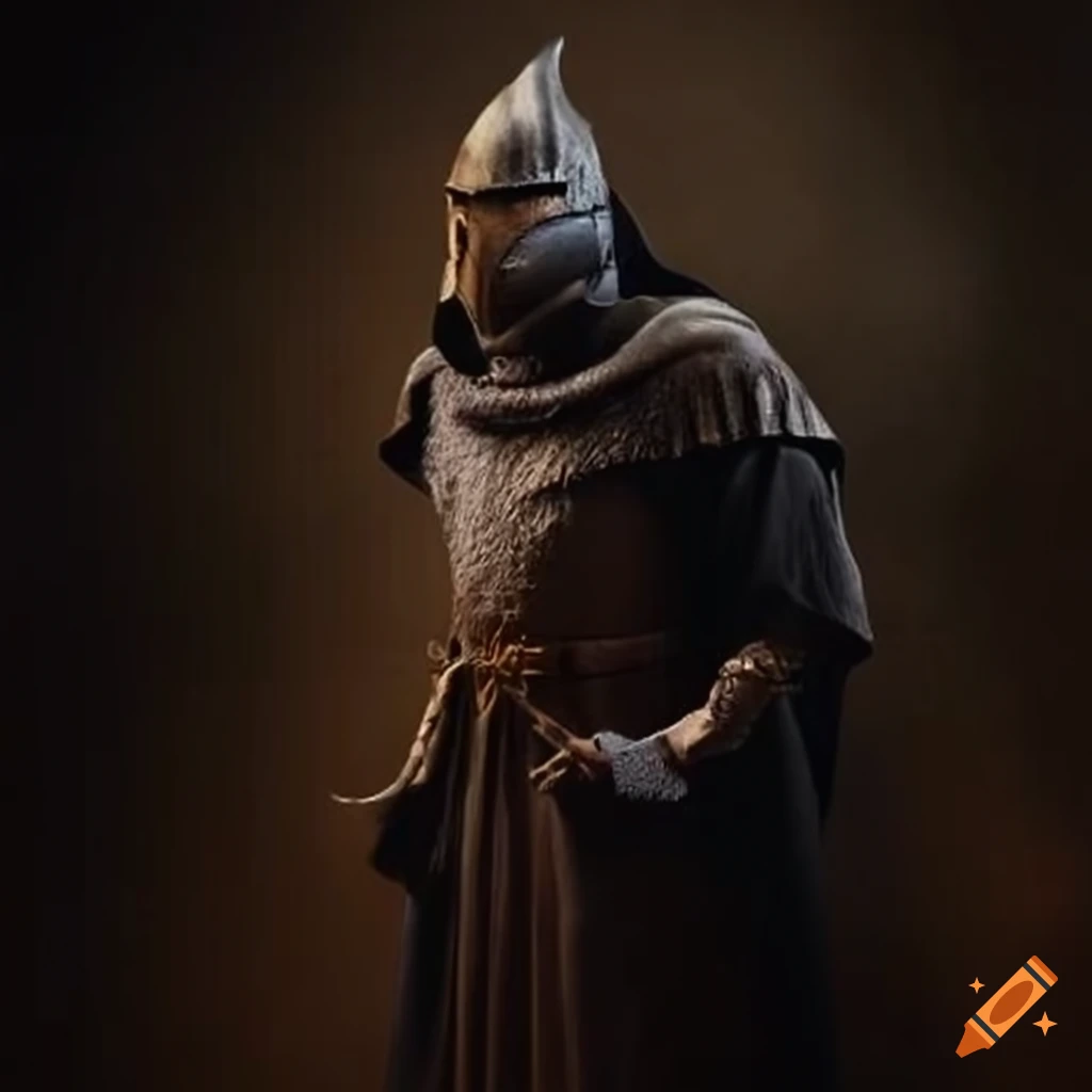 Wizard in a mystical land with knights escorting