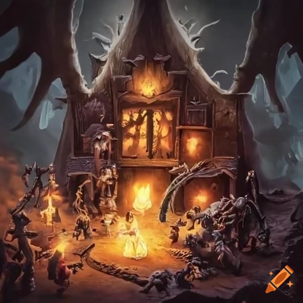 Intense Warhammer: Age of Sigmar tabletop game in rustic barn setting