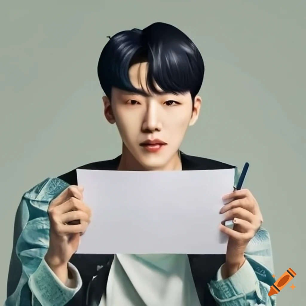 Korean man holding a paper