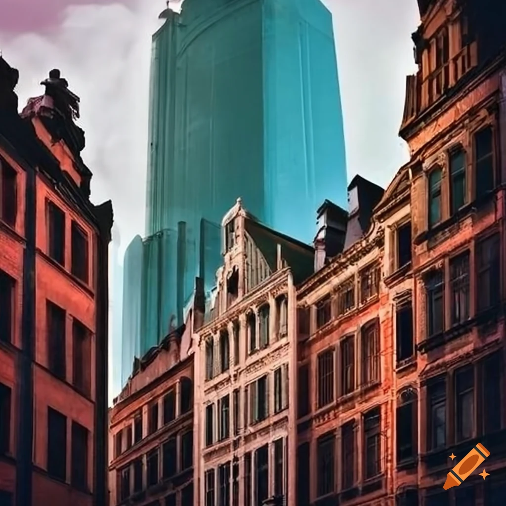 Cityscape with a mix of antique and modern buildings on Craiyon