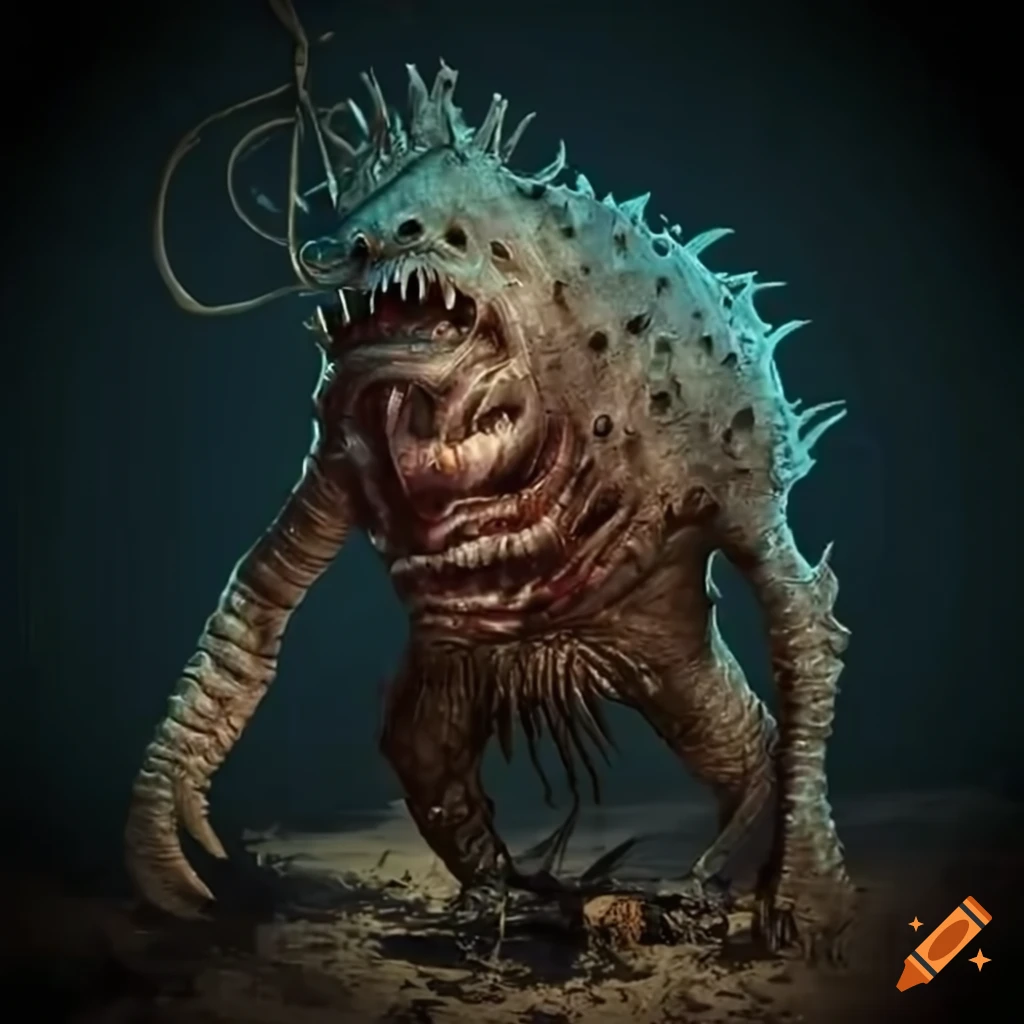 Angler-Fish-man creature in a wasteland