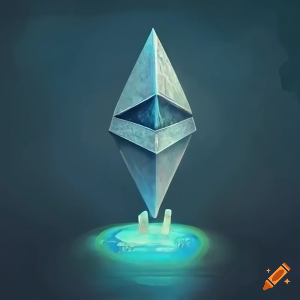 Ancient people worshipping an Ethereum coin in an artistic representation