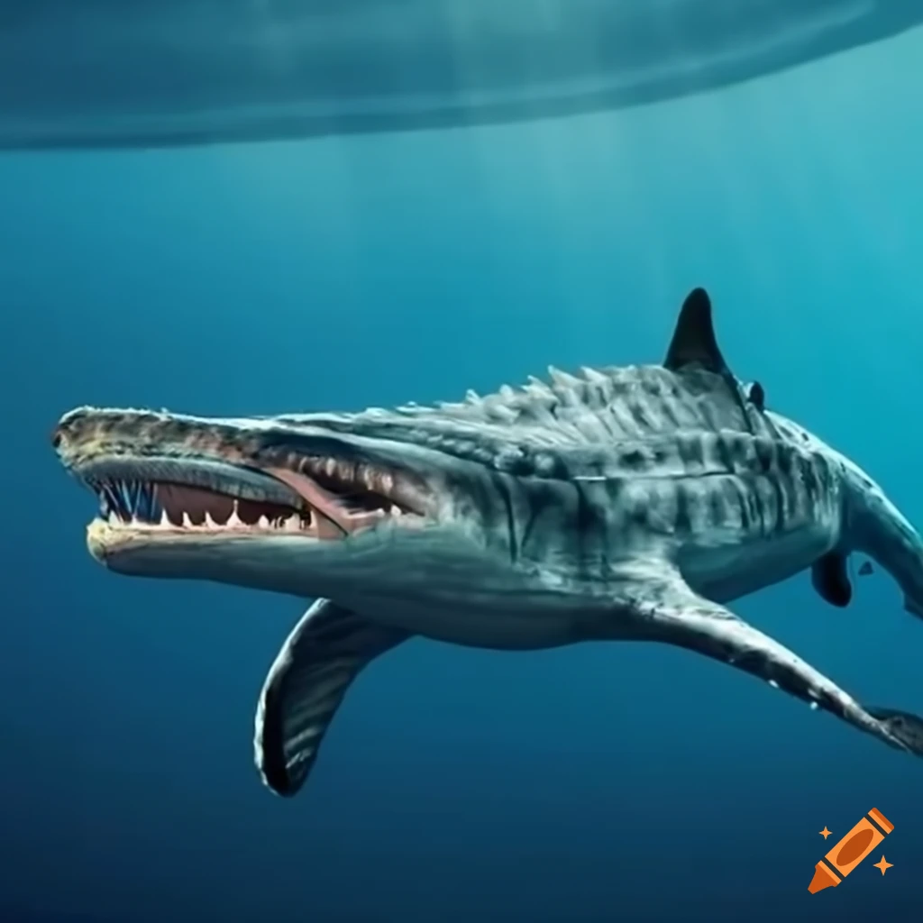 yacht-crew-meeting-a-live-liopleurodon-in-the-open-ocean-on-craiyon
