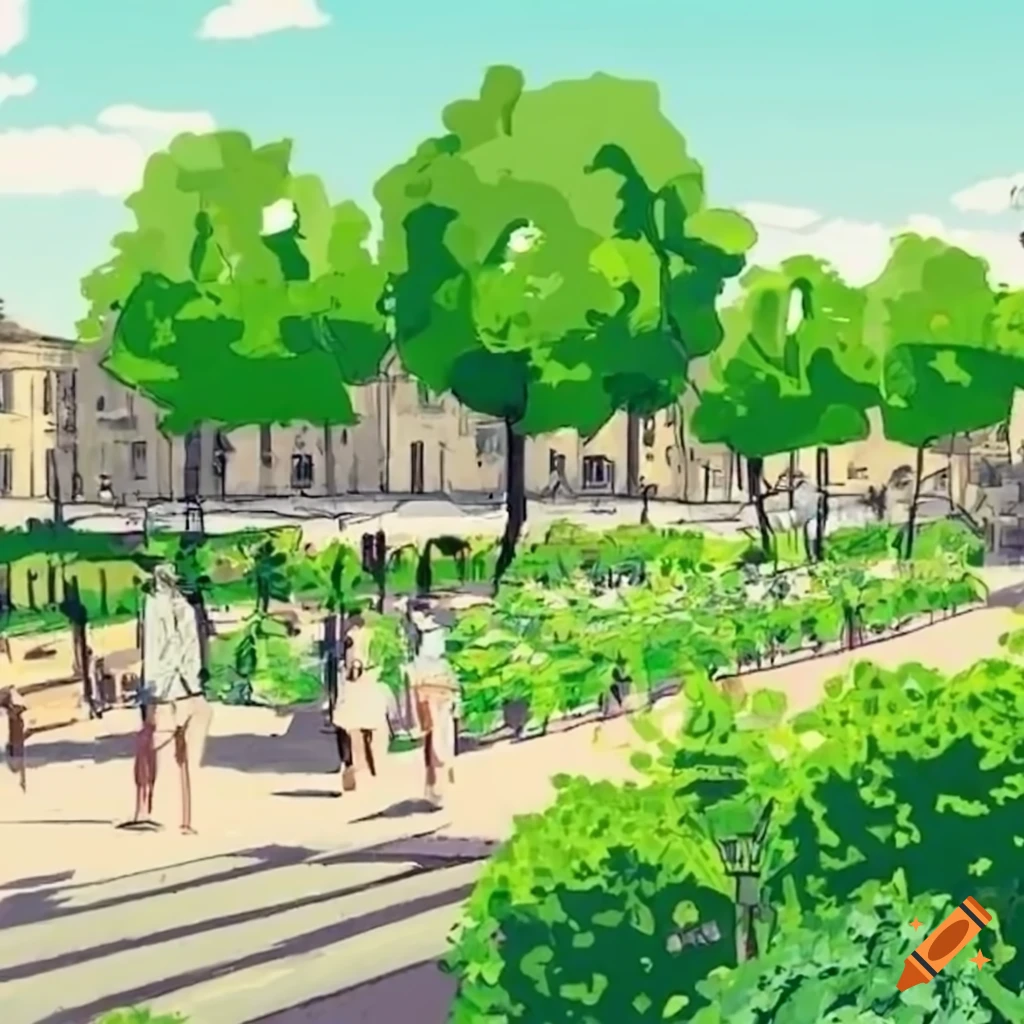 A green promenade opening to the plain of Versailles in a city neighborhood