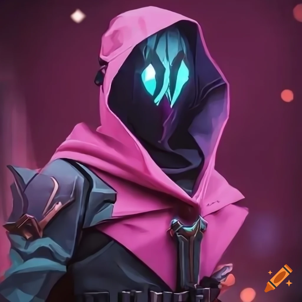 Cute pink-themed Omen character from Valorant game