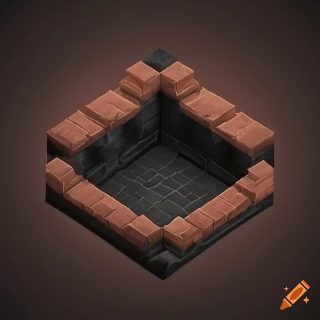 Square isometric dungeon tile in a realistic style