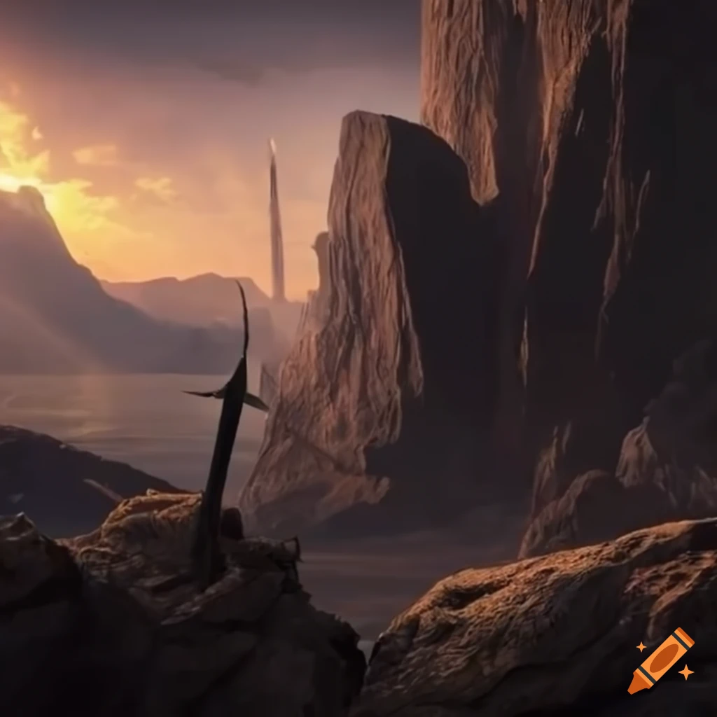 Destroyed sword in a rocky landscape