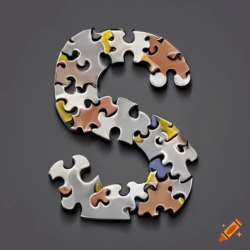 Letter S created from jigsaw puzzle pieces