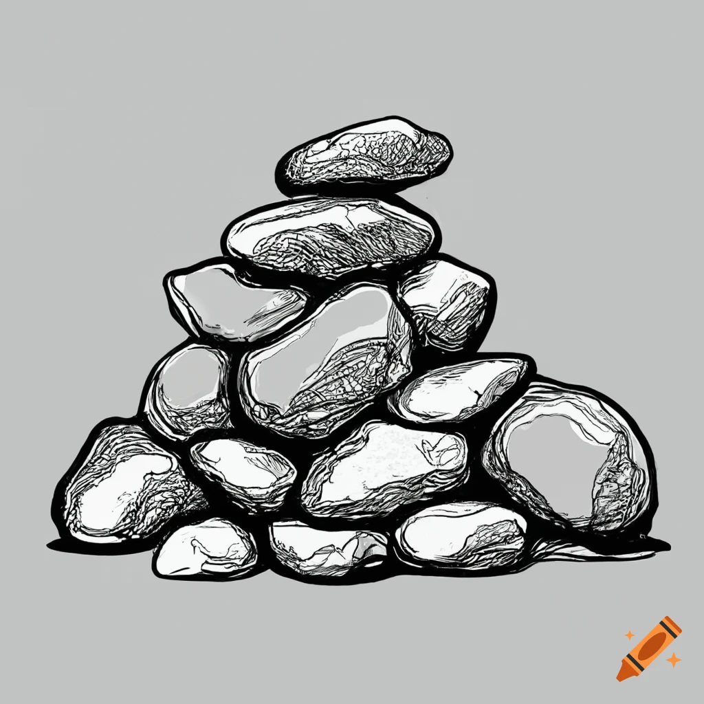Line drawing of a pile of rocks
