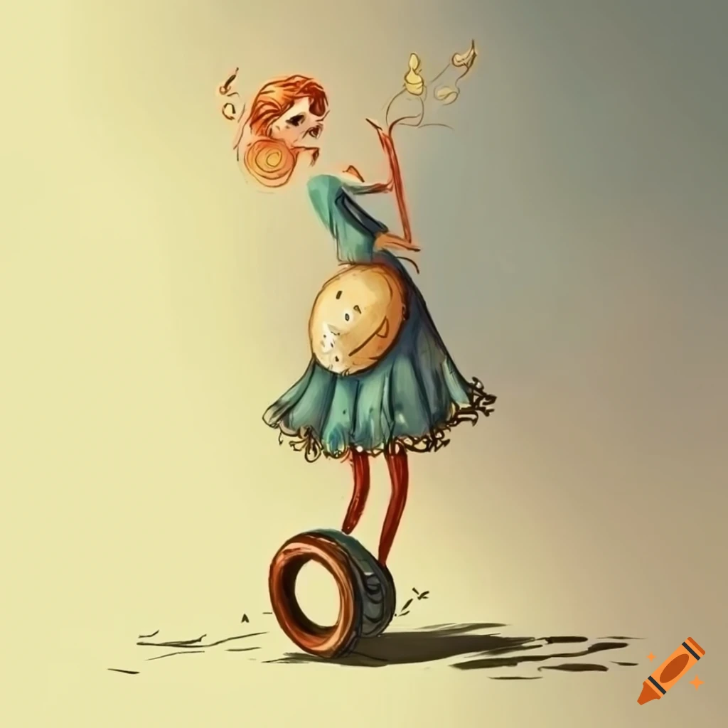 Whimsical and charming tire character with vintage fairy tale book feel