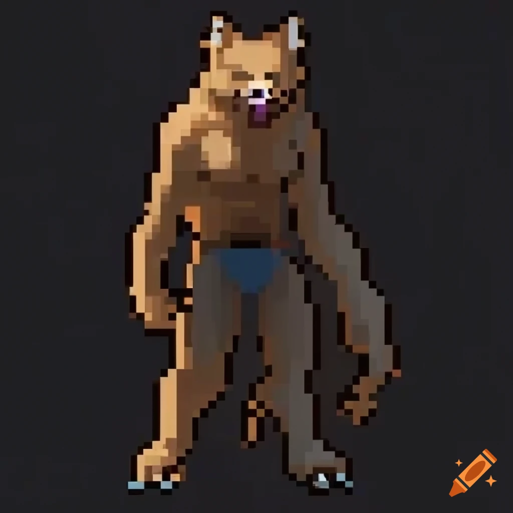 Pixel art werewolf standing upright