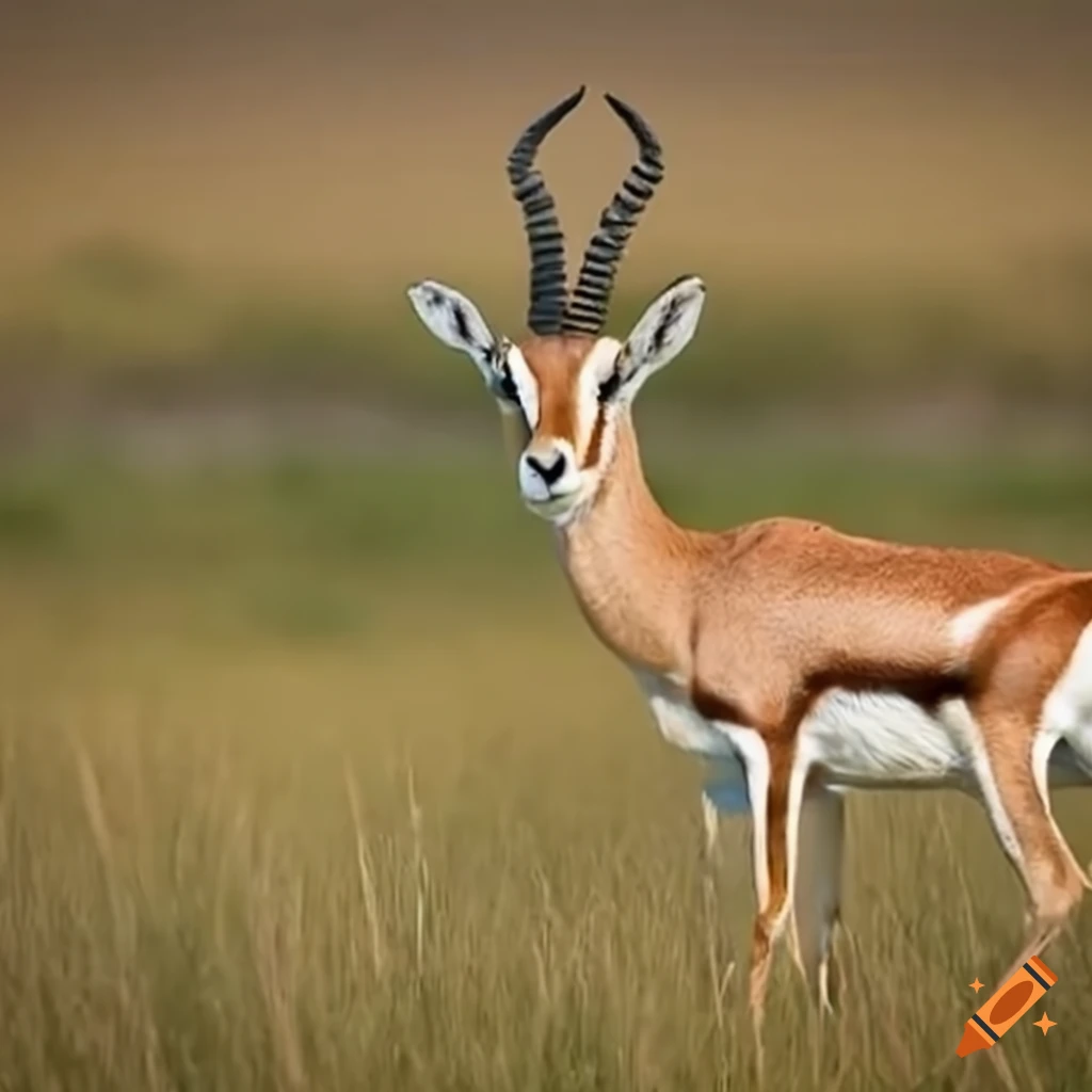 Gazelle eating grass in the savannah