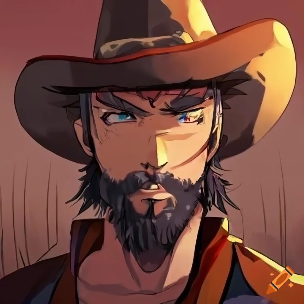 Cowboy character in anime style