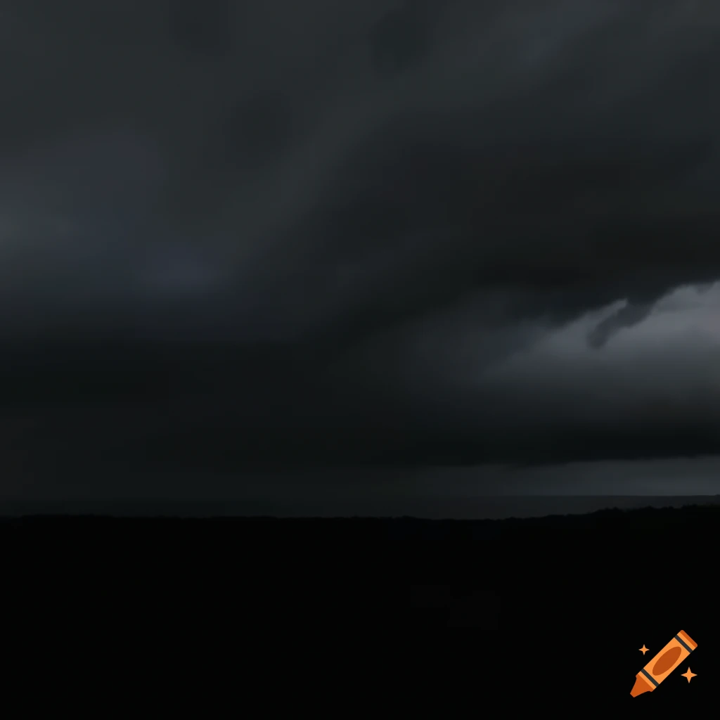 Dark desert landscape with storm clouds in the evening