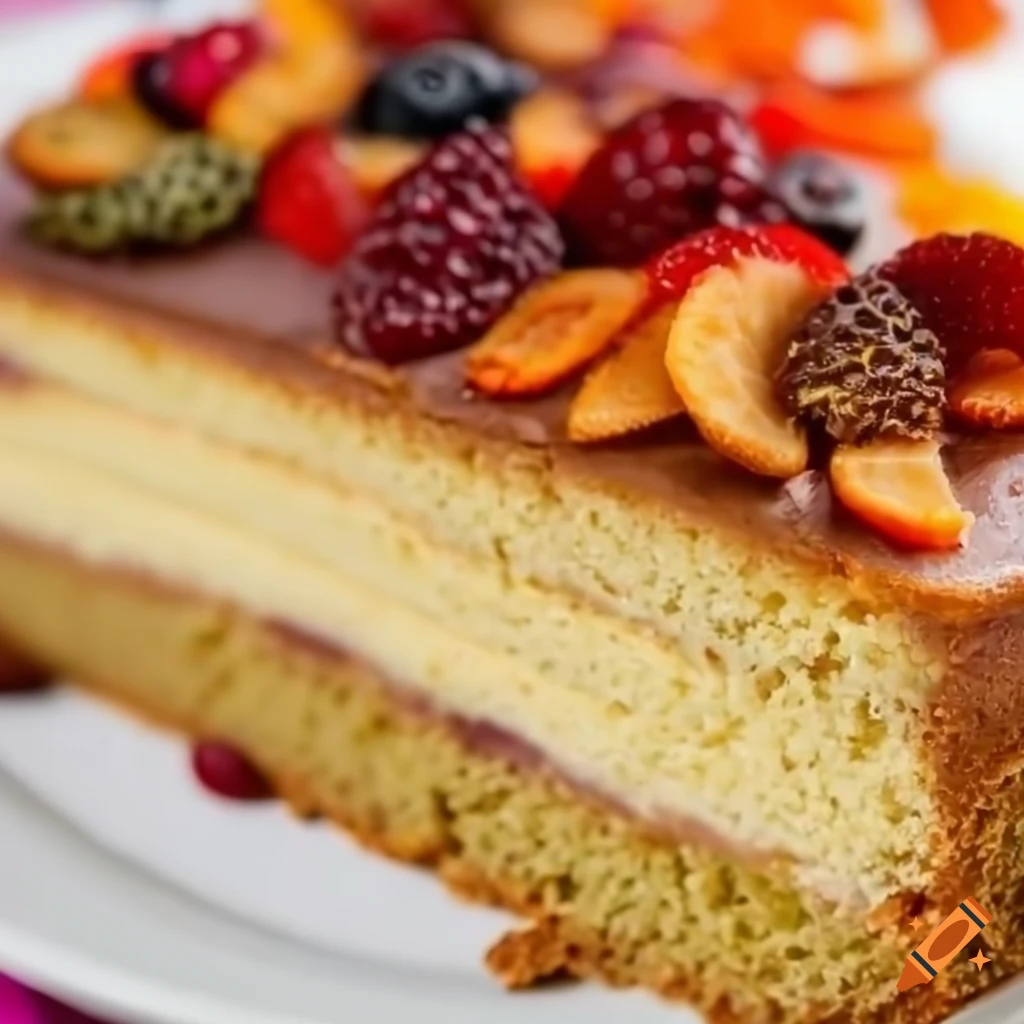 Delicious fruit cake garnished with dry fruits and blank wafer for inscription