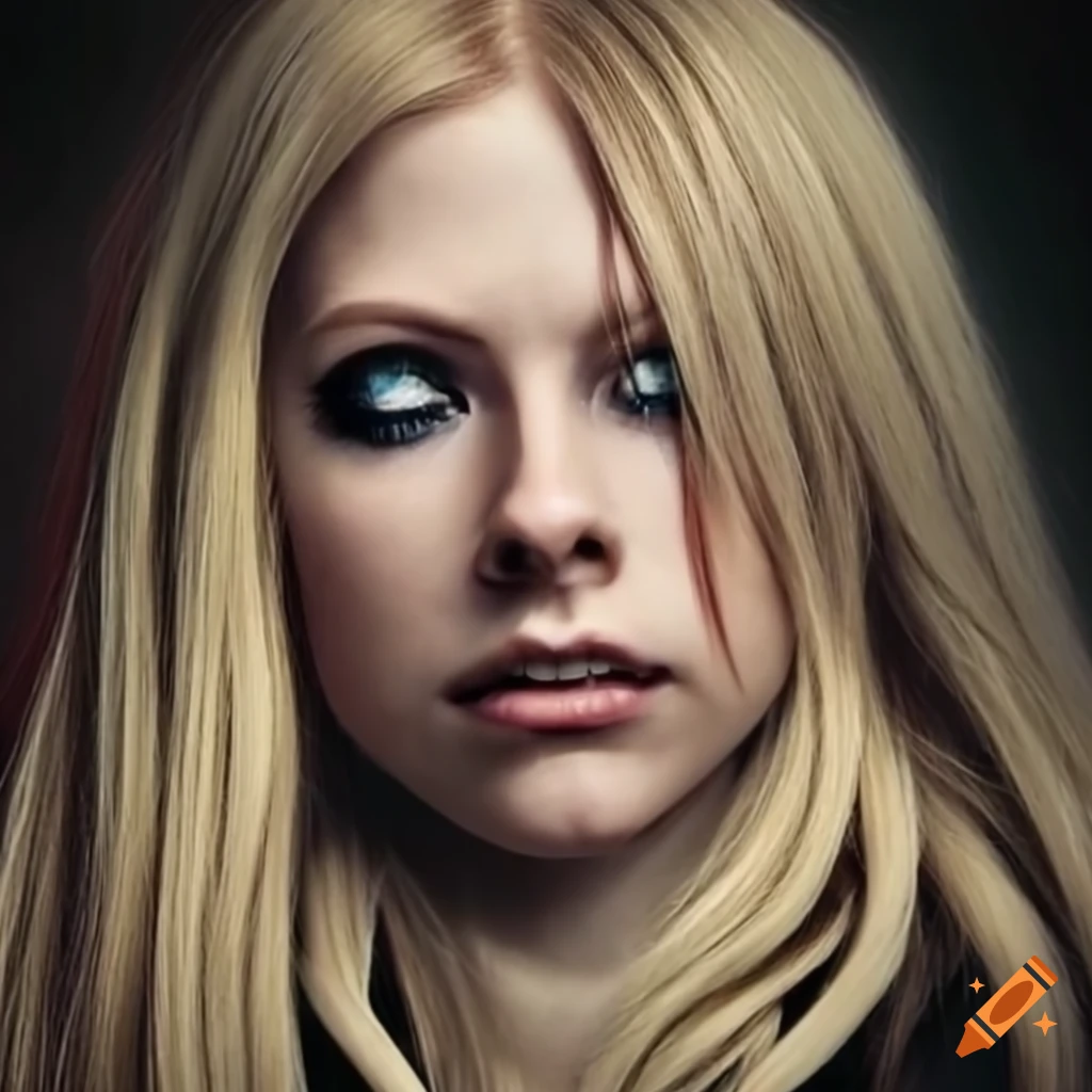 Portrait of Avril Lavigne with mesmerizing spiral eyes