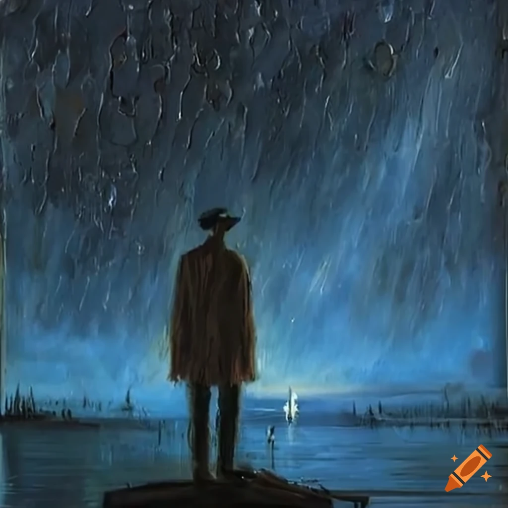 Man gazing at stars in the night sky