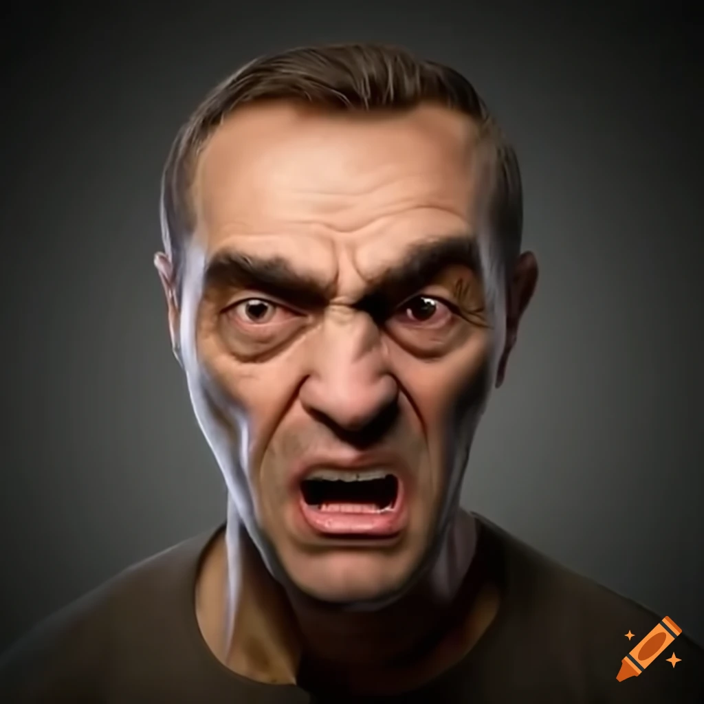 Angry impatient man staring at the camera