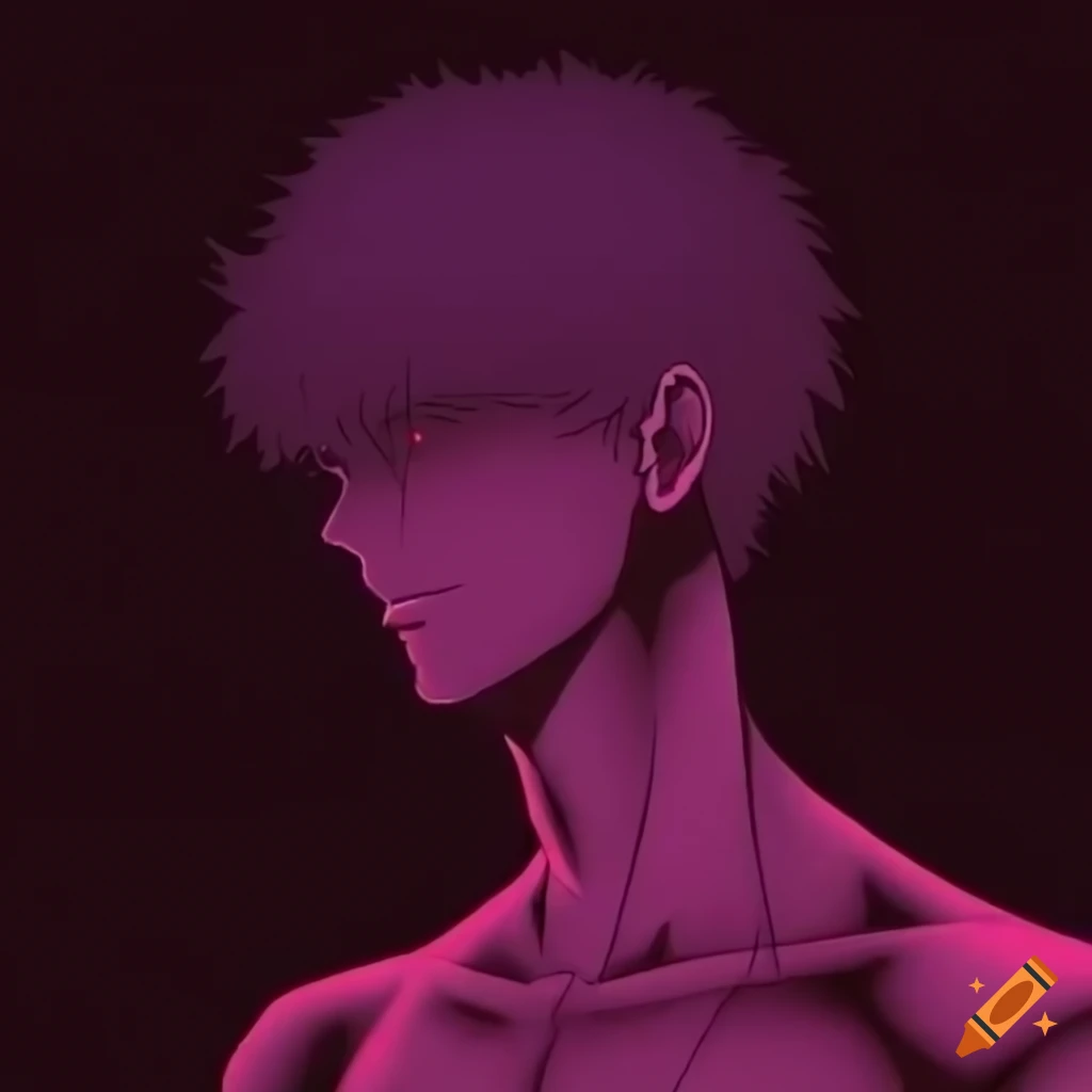 Anime man with bold lines and smoky aura in 8k resolution
