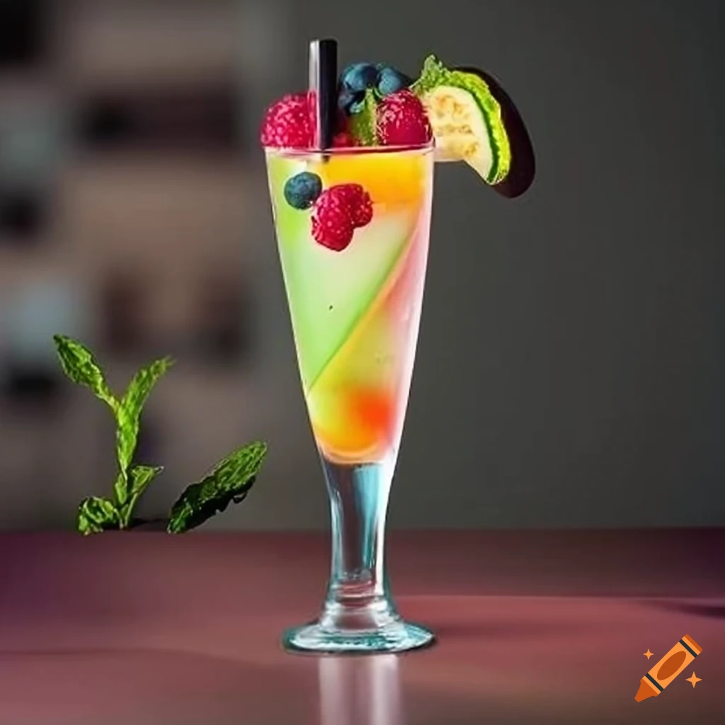 Tall glass with vibrant berry mocktail and mint garnish