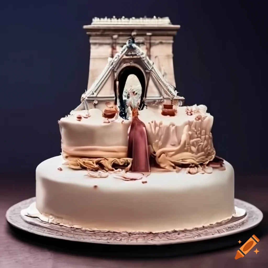 Engagement cake featuring Budapest Chain Bridge design