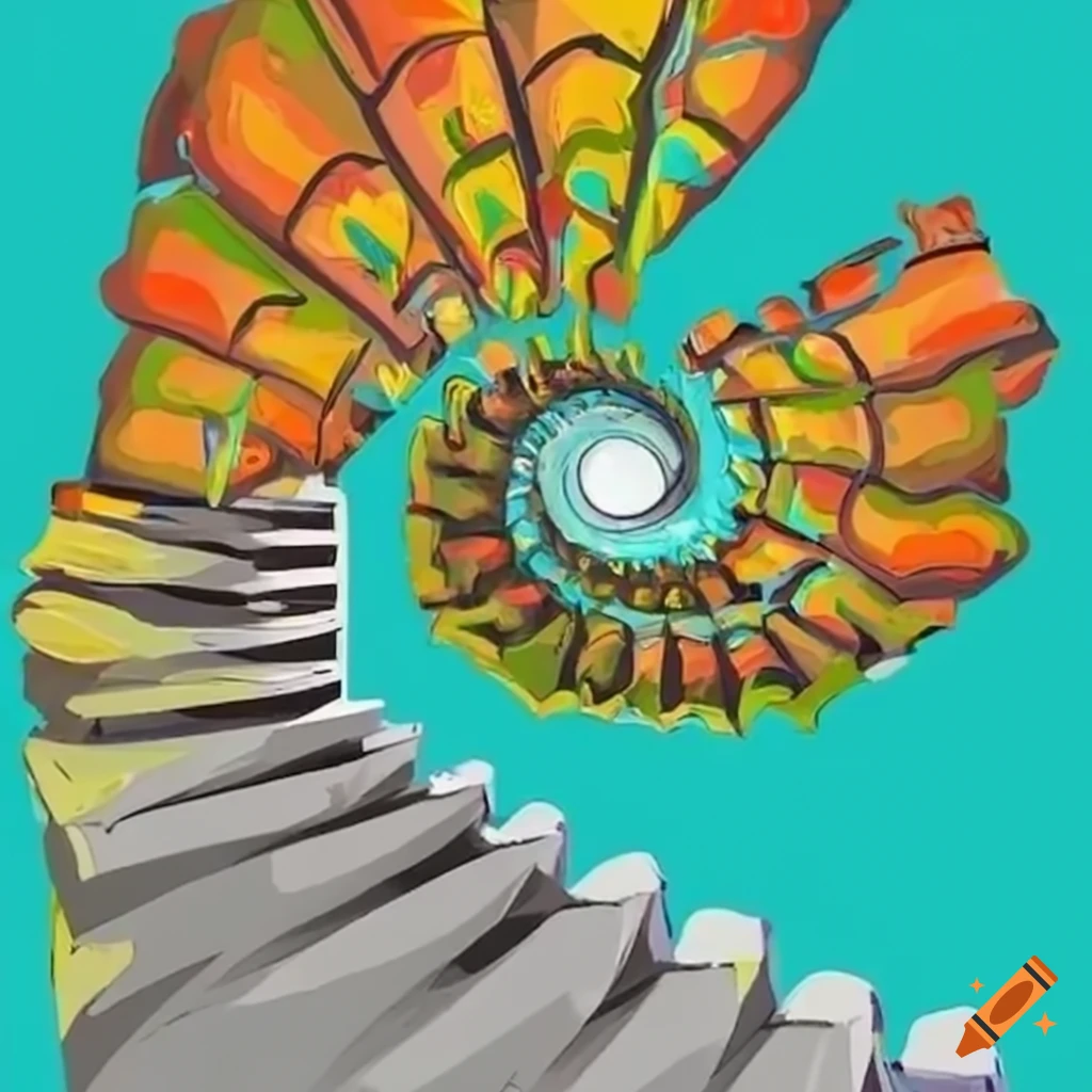 Giant fantasy book with stair-like pages