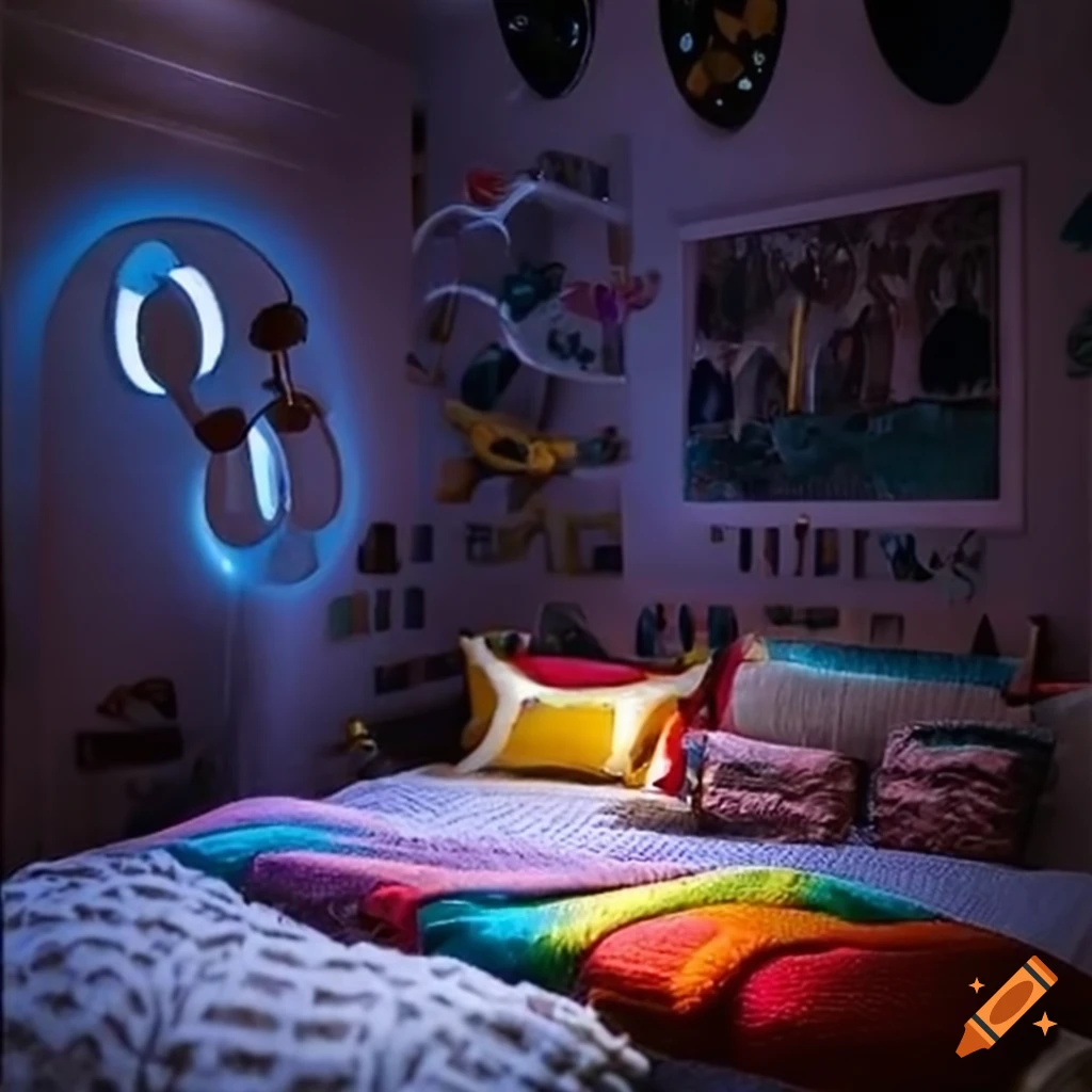 Kids bedroom with accessories like earrings, bracelets, sunglasses, watch, keys, and umbrella