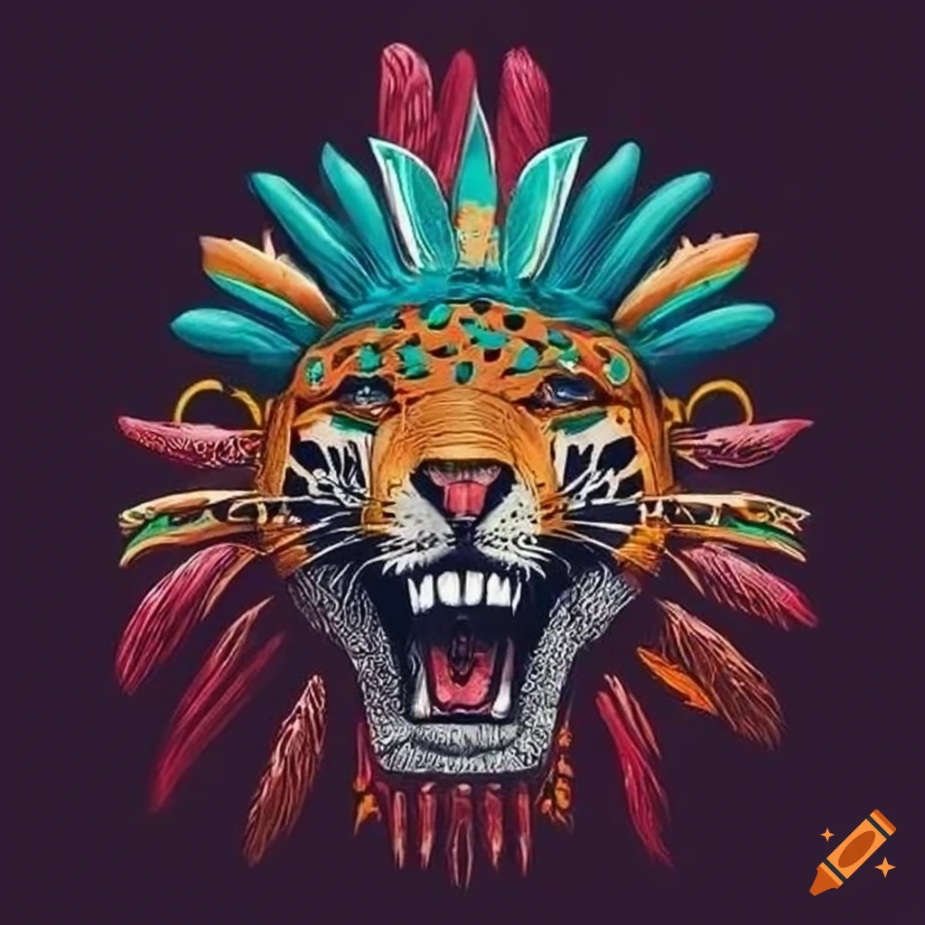 Jaguar with Aztec penacho logo